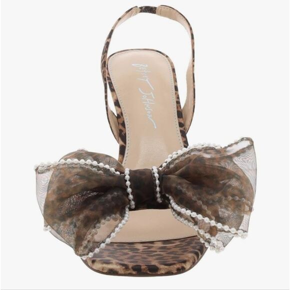 BRAND NEW  BLUE BY  BETSEY JOHNSON FAWN LEOPARD PEARL BOW HIGH HEEL SANDAL - Picture 16 of 16